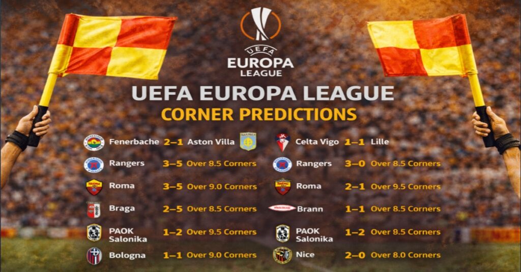 UEFA Europa League corner predictions for today’s football matches